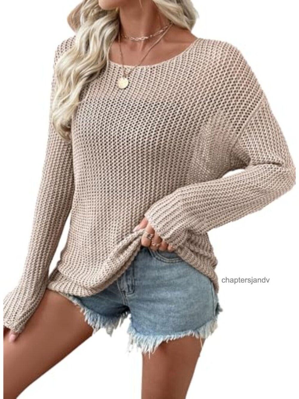 Crochet Sweater Hollow Out Knit Top Lightweight Pullover